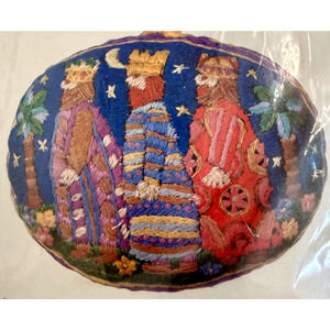 Crewel Christmas Ornament Kit 3 Wise Men #7252 Columbia Minerva Hallmark Sealed